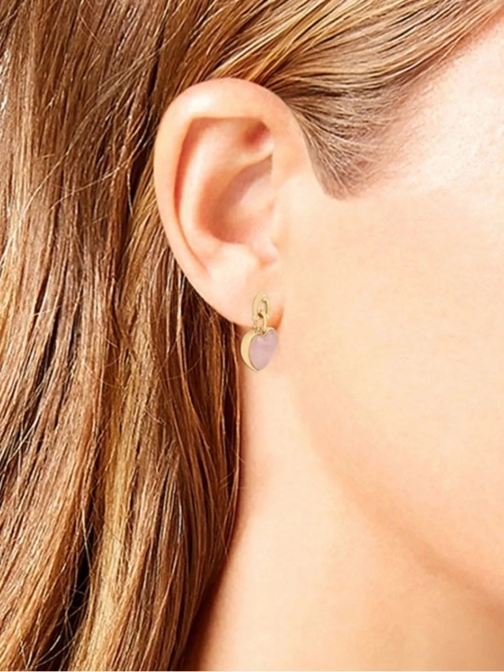 COACH Semi-precious Rose
Quartz Heart Drop gold-tone
Signature C link Earrings - Picture 6 of 6